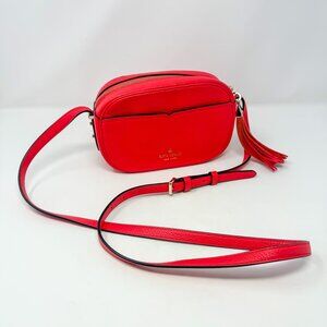 Kate Spade Kourtney Pebbled Leather Crossbody Camera Bag Shoulder Purse Coral